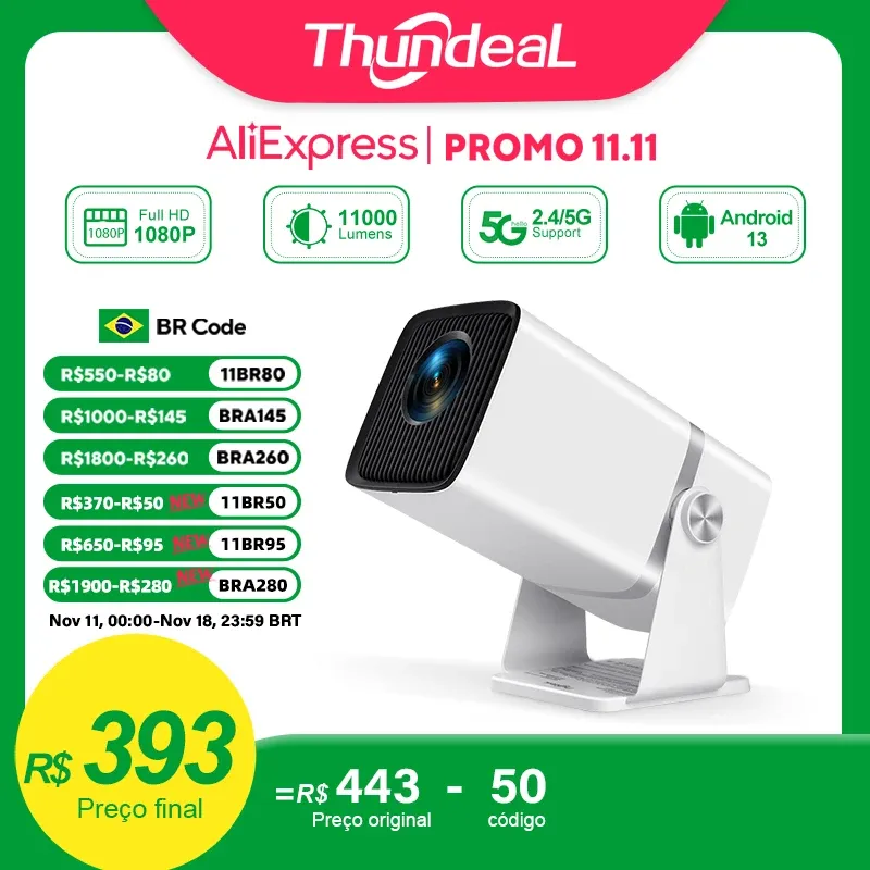 [No Brasil] Thundeal 4k Projetor Full Hd Fhd Td80w Android Wifi 3d Home Theater